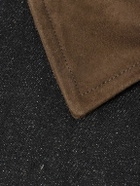 Kartik Research - Embroidered Bead-Embellished Suede-Trimmed Denim Jacket - Black