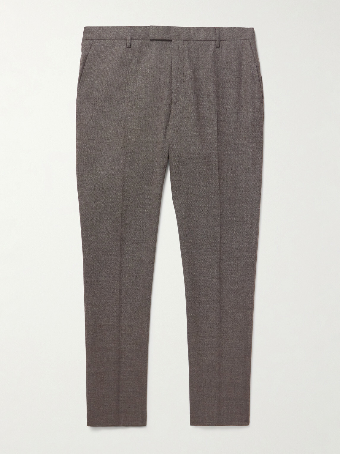 Sunspel - Straight-Leg Textured Wool-Blend Suit Trousers - Brown