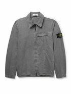 Stone Island - Logo-Appliquéd Washed Cotton-Canvas Overshirt - Gray