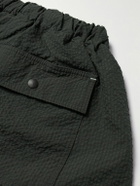 FrizmWORKS - Comfortable Banding Straight-Leg Seersucker Drawstring Cargo Shorts - Gray