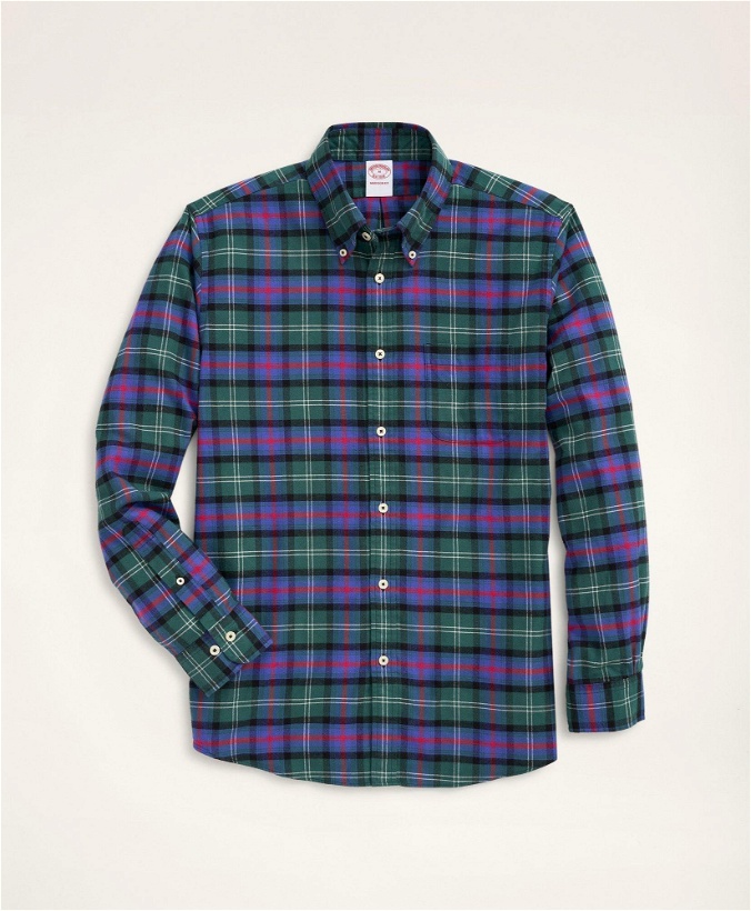 Photo: Brooks Brothers Men's Madison Relaxed-Fit Portuguese Flannel Shirt | Green
