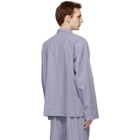 Tekla Blue and Brown Striped Pyjama Shirt