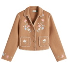 RIXO Women's Sunday Jacket in Petal Embroidery Tan
