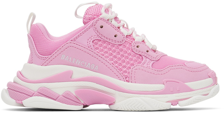 Photo: Balenciaga Kids Kids Pink & White Triple S Sneakers