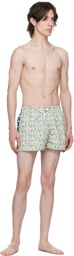 Versace Underwear Blue & Off-White Allover Swim Shorts