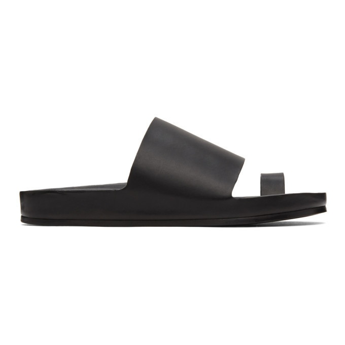 Photo: Jil Sander Black Leather Slide Sandals