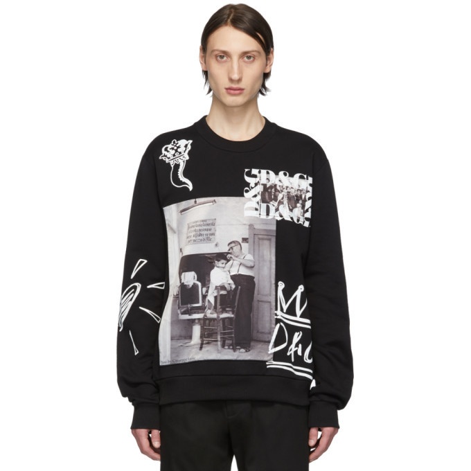 Photo: Dolce and Gabbana Black Printed Patches Sweatshirt
