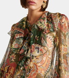 Etro Printed ruffled silk blouse