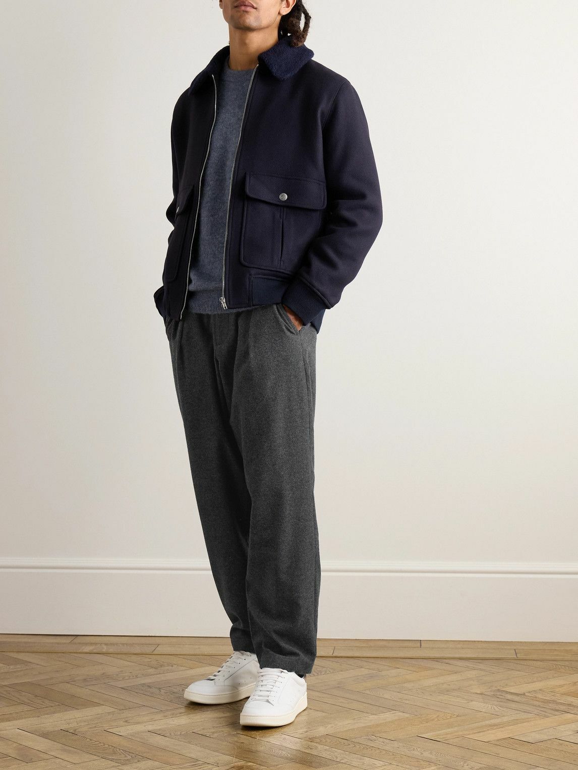 A.P.C. - Renato Tapered Pleated Wool-Blend Trousers - Gray