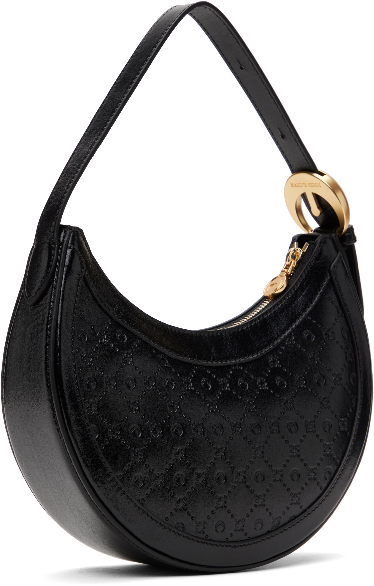 Marine Serre Black Moonogram Embossed Leather Eclips Mini Bag