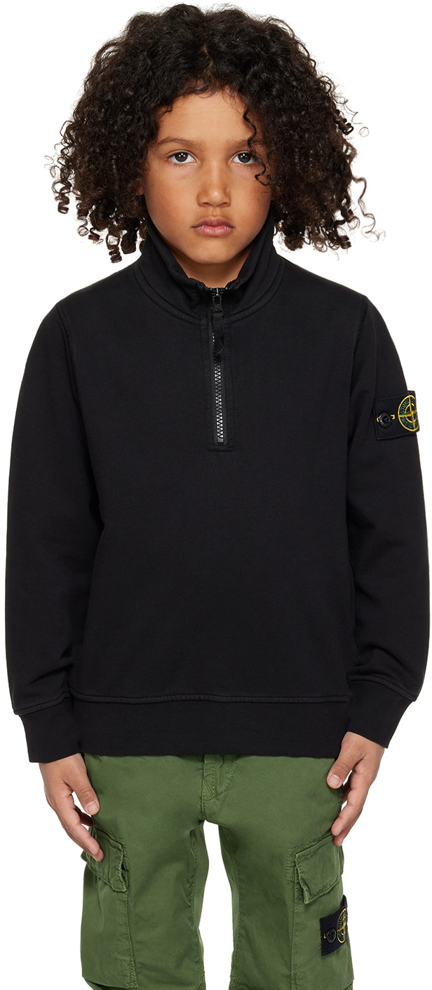 Stone Island Junior Kids Black Half-Zip Sweatshirt