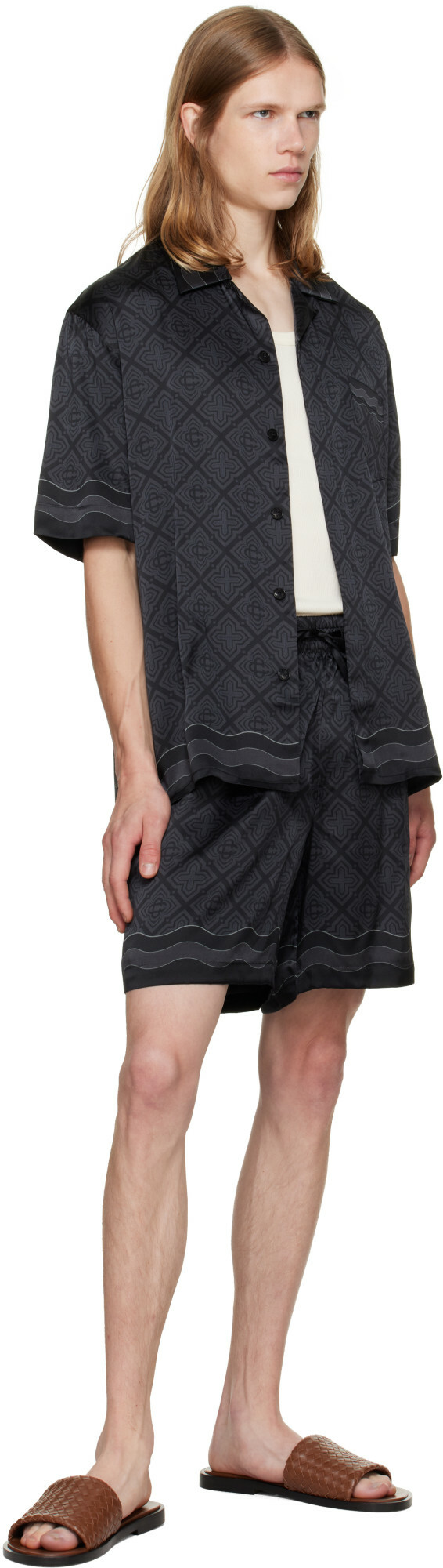 Casablanca Black Silk Shorts