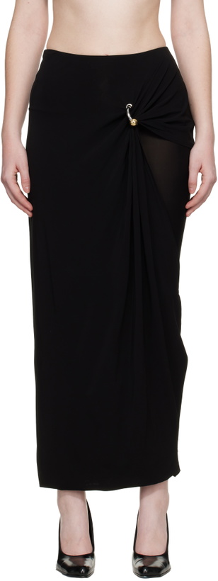 Photo: Jean Paul Gaultier Black 'Gaultier Piercing' Double Layer Maxi Skirt