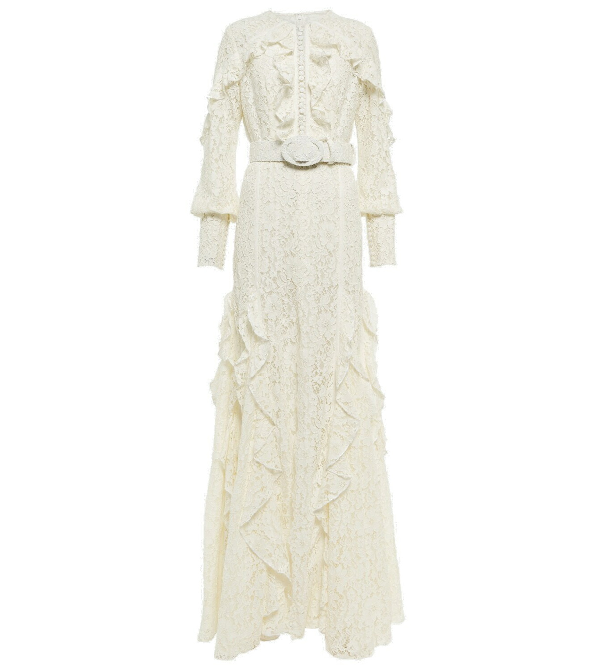 COSTARELLOS コスタレロス ドレス Belted lace midi dress833396 Belted lace midi dress in blue - Costarellos | Mytheresa