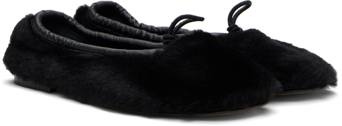 HEREU Black Puntera Shearling Ballerina Flats