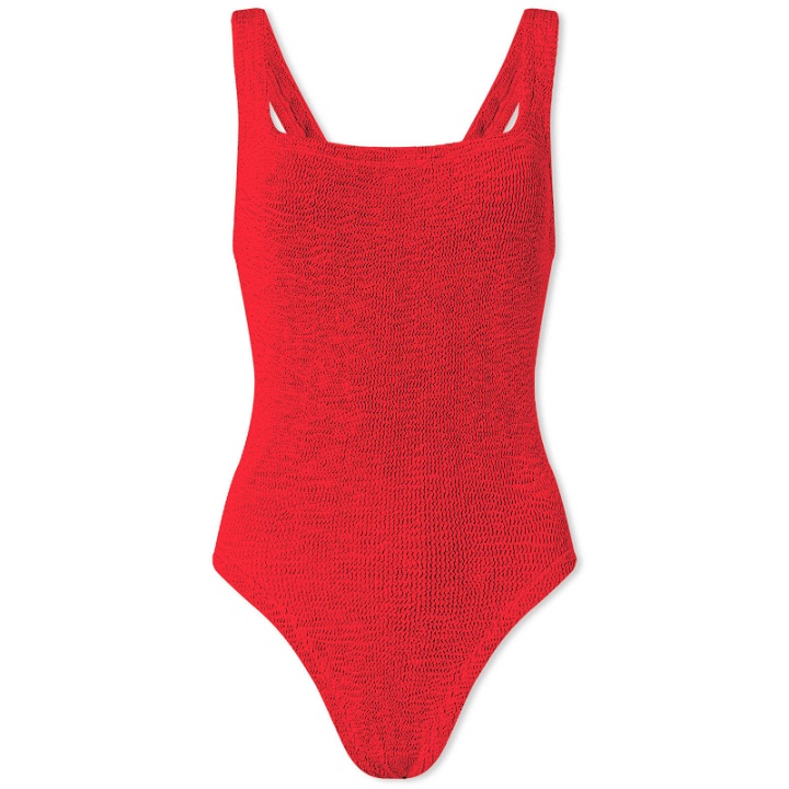Photo: Hunza G Women's Square Neck Swimsuit in Red 