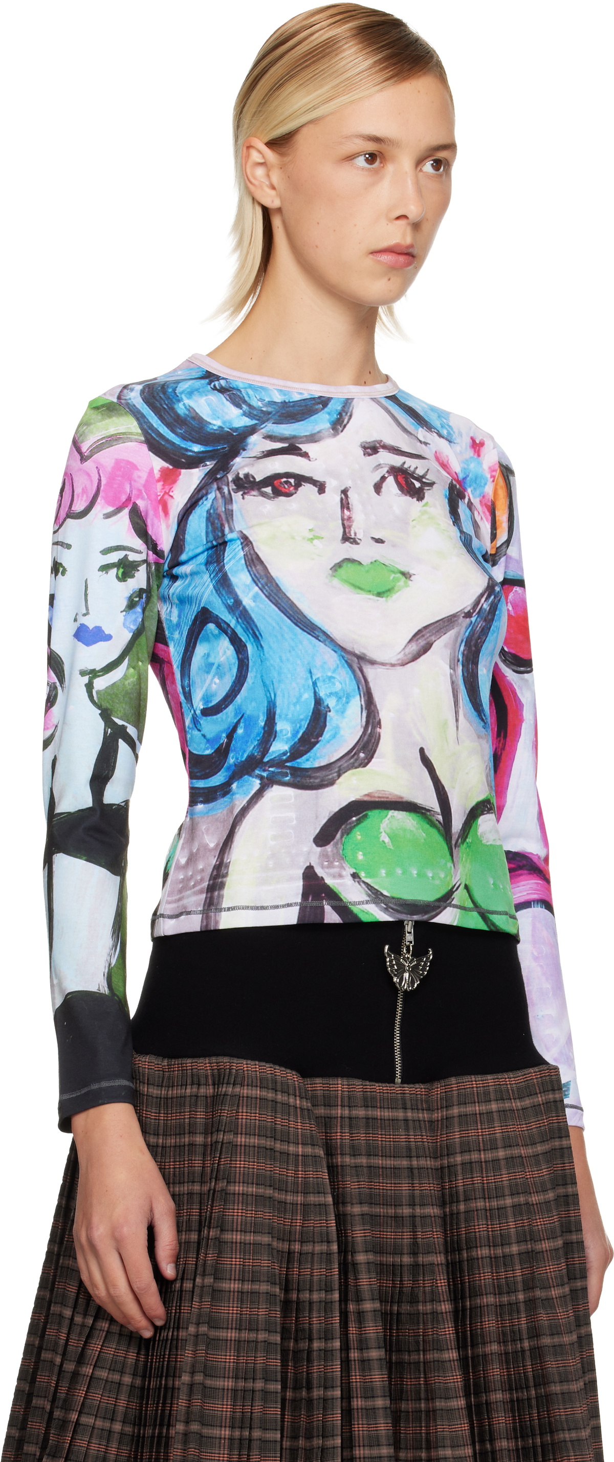 Chopova Lowena Multicolor Painted Pin Up Fitted Jersey T-shirt