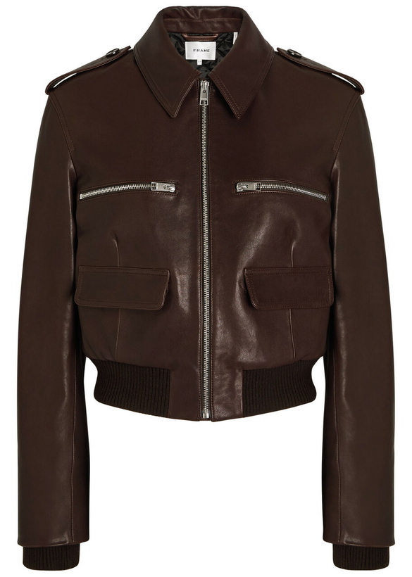 Photo: Frame The Aviator Quilted Leather Jacket Dark Brown
