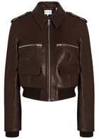 Frame The Aviator Quilted Leather Jacket Dark Brown
