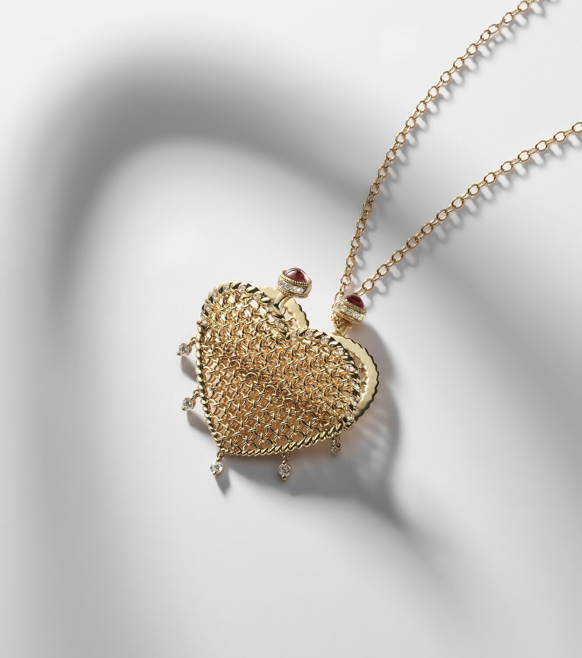 Yvonne Léon Minaudière Maxi 18kt and 9kt gold pendant necklace with diamonds and tourmaline