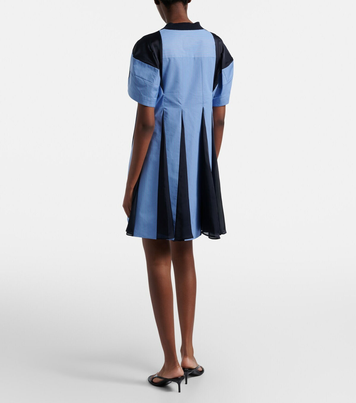 Sacai Paneled cotton-blend minidress