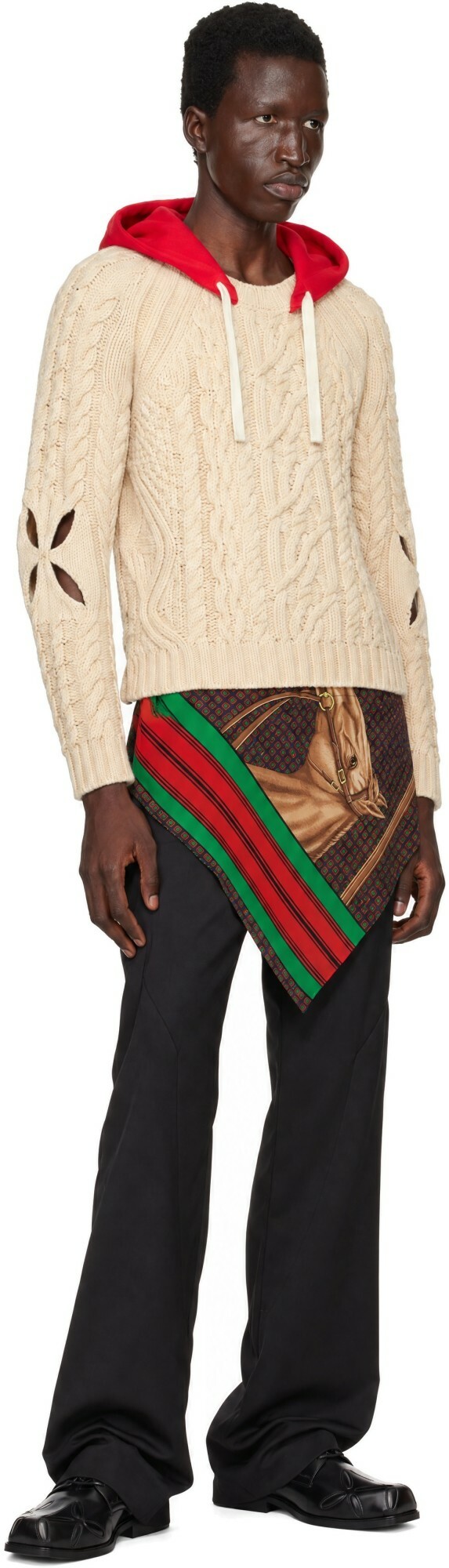 Stefan Cooke Beige Hooded Cable Sweater