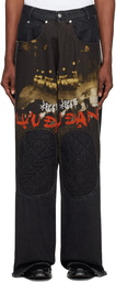 LU'U DAN Black Knee Patch Jeans