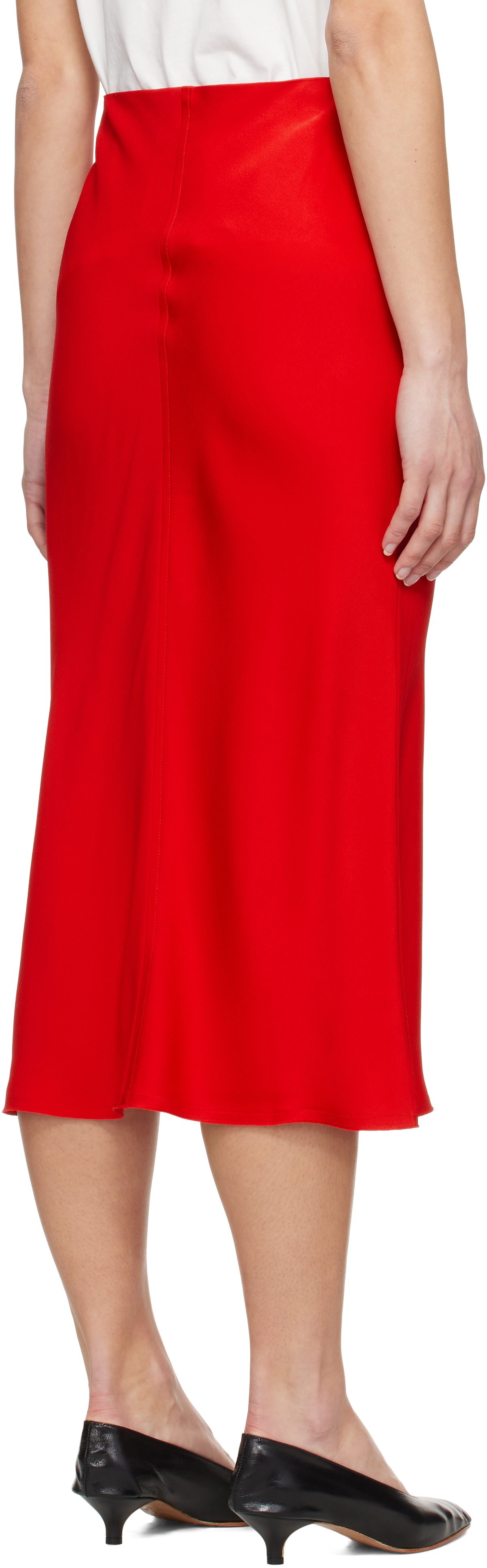 AMI Paris Red Straight Midi Skirt