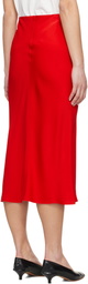AMI Paris Red Straight Midi Skirt