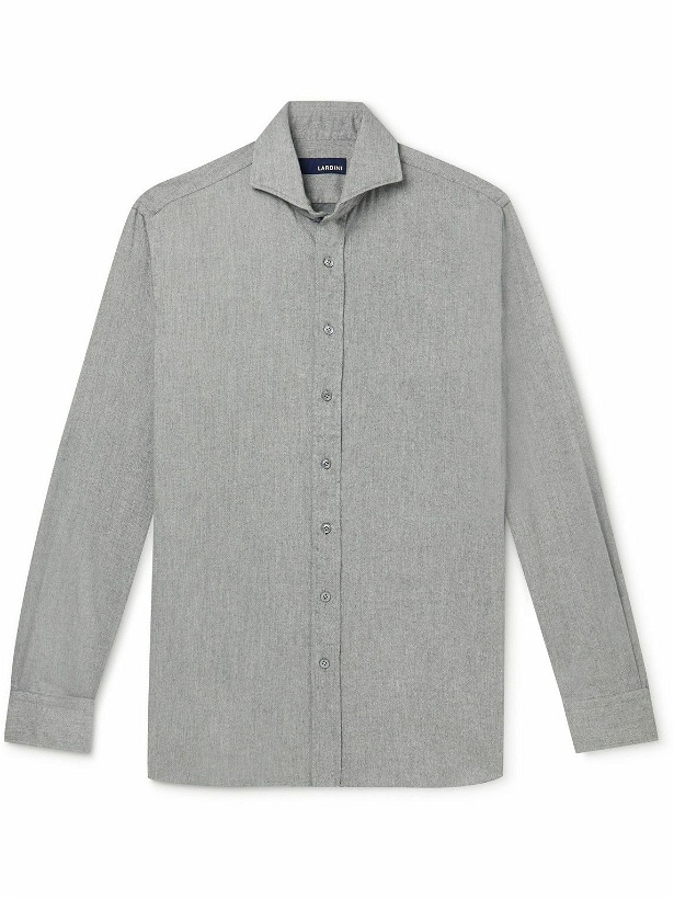 Photo: Lardini - Cutaway-Collar Cotton-Flannel Shirt - Gray