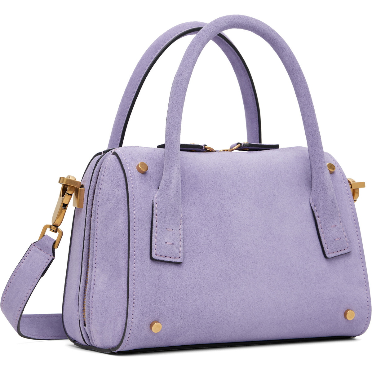 Versace Purple Roomy Small Suede Boston Bag