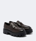 Prada Logo leather platform loafers