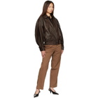 Nothing Written Brown Lambskin Bomber Jacket