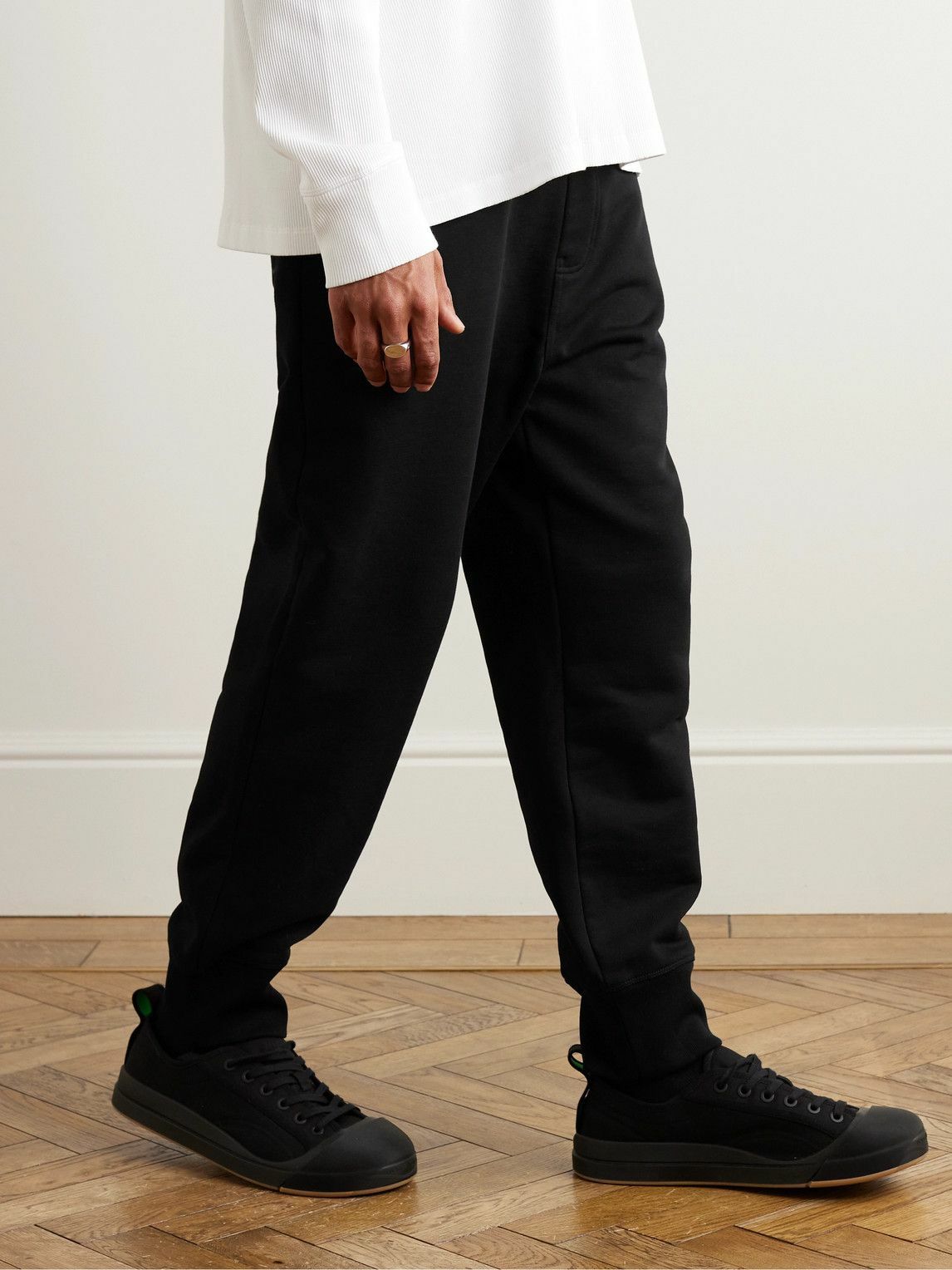 LOEWE - Tapered Cotton-Jersey Sweatpants - Black