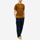 Fred Perry Men's Textured Knit Polo Shirt in Dark Caramel