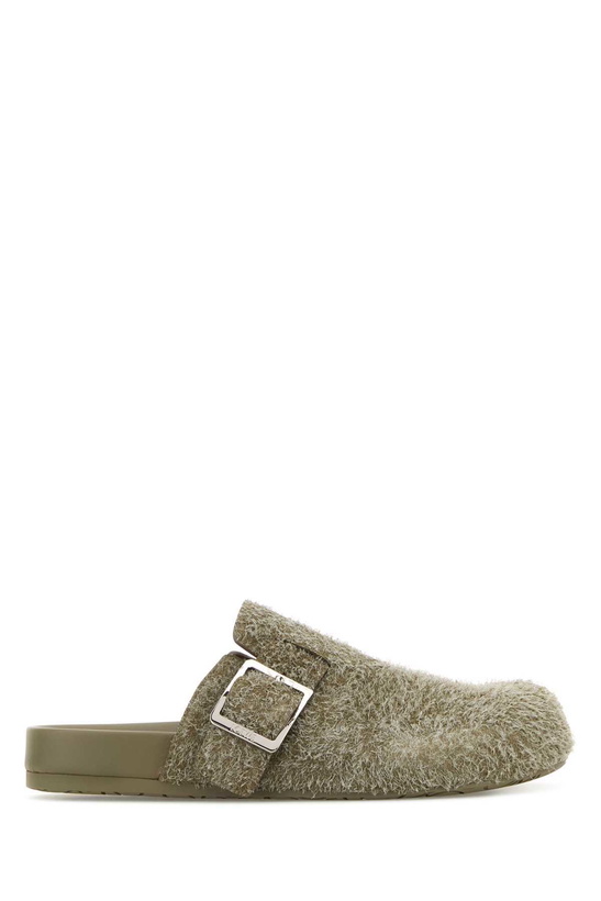 Photo: Loewe Khaki Suede Ease Buckle Slippers