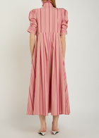 Thierry Colson Venetia Striped Cotton Midi Shirt Dress Pink