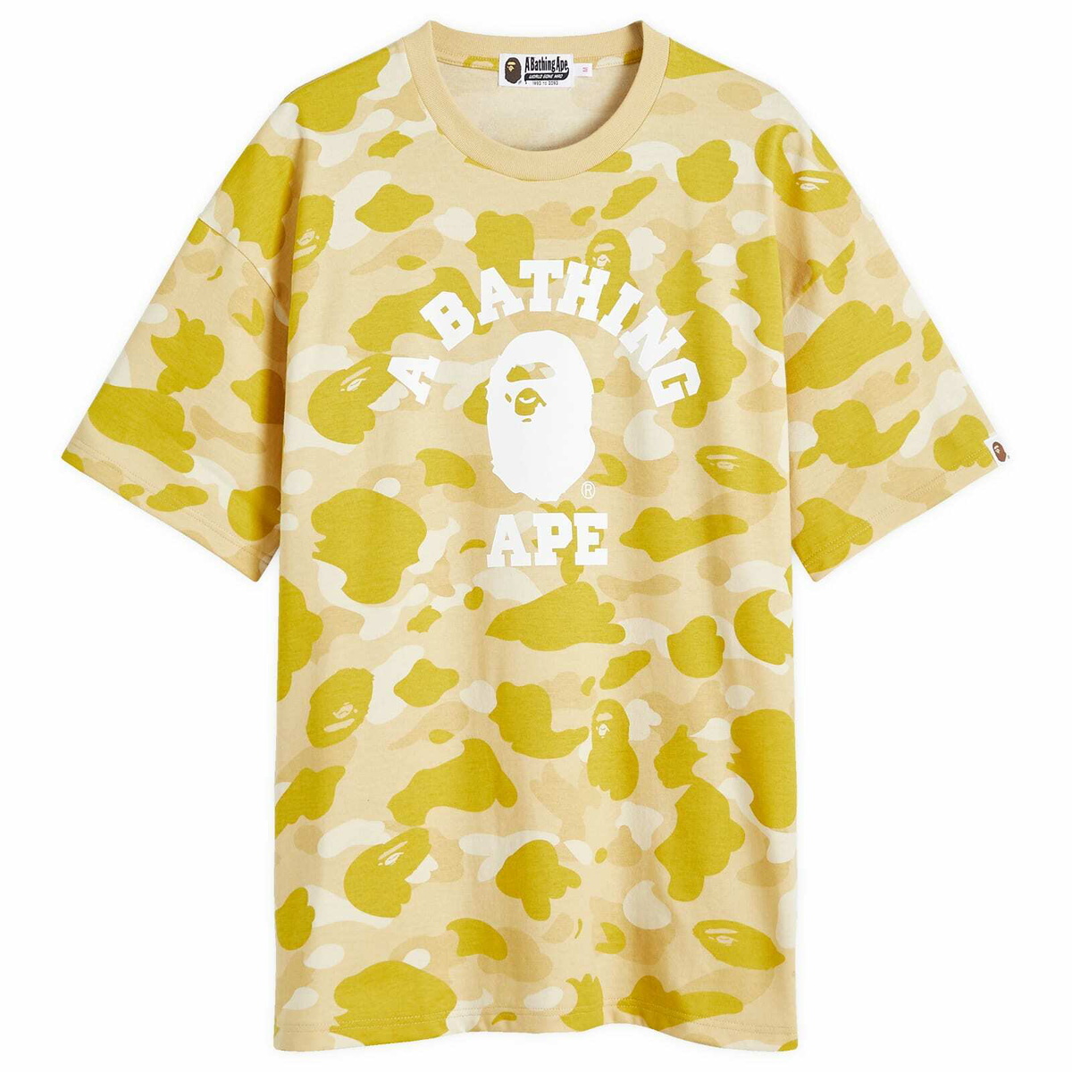 A Bathing Ape Women's Color Camo College T-Shirt Relax in Yellow