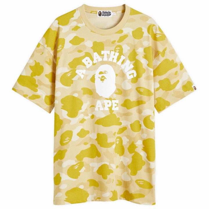 Photo: A Bathing Ape Women's Color Camo College T-Shirt Relax in Yellow
