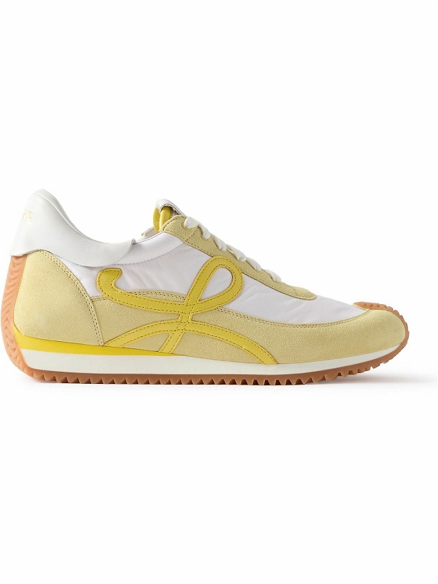 Photo: LOEWE - Paula's Ibiza Flow Runner Leather-Trimmed Suede and Shell Sneakers - Yellow
