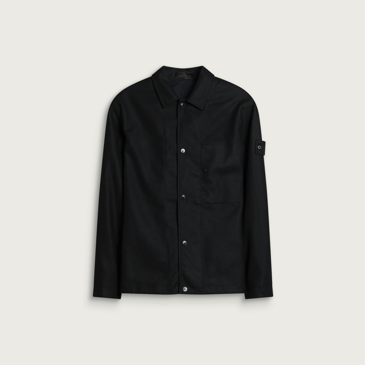 Stone Island Men's Ghost Wool Nylon Flannel Overshirt in Black