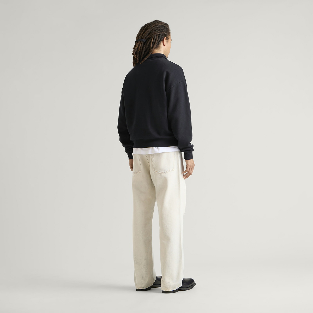 END. Signature Fleece Polo in Black