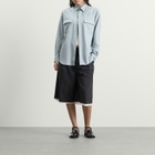 Auralee Women's Wool Herringbone Overshirt in Dusty Blue