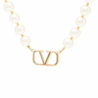 Valentino Men's Signature Pearly Necklace in Oro 18/Cream