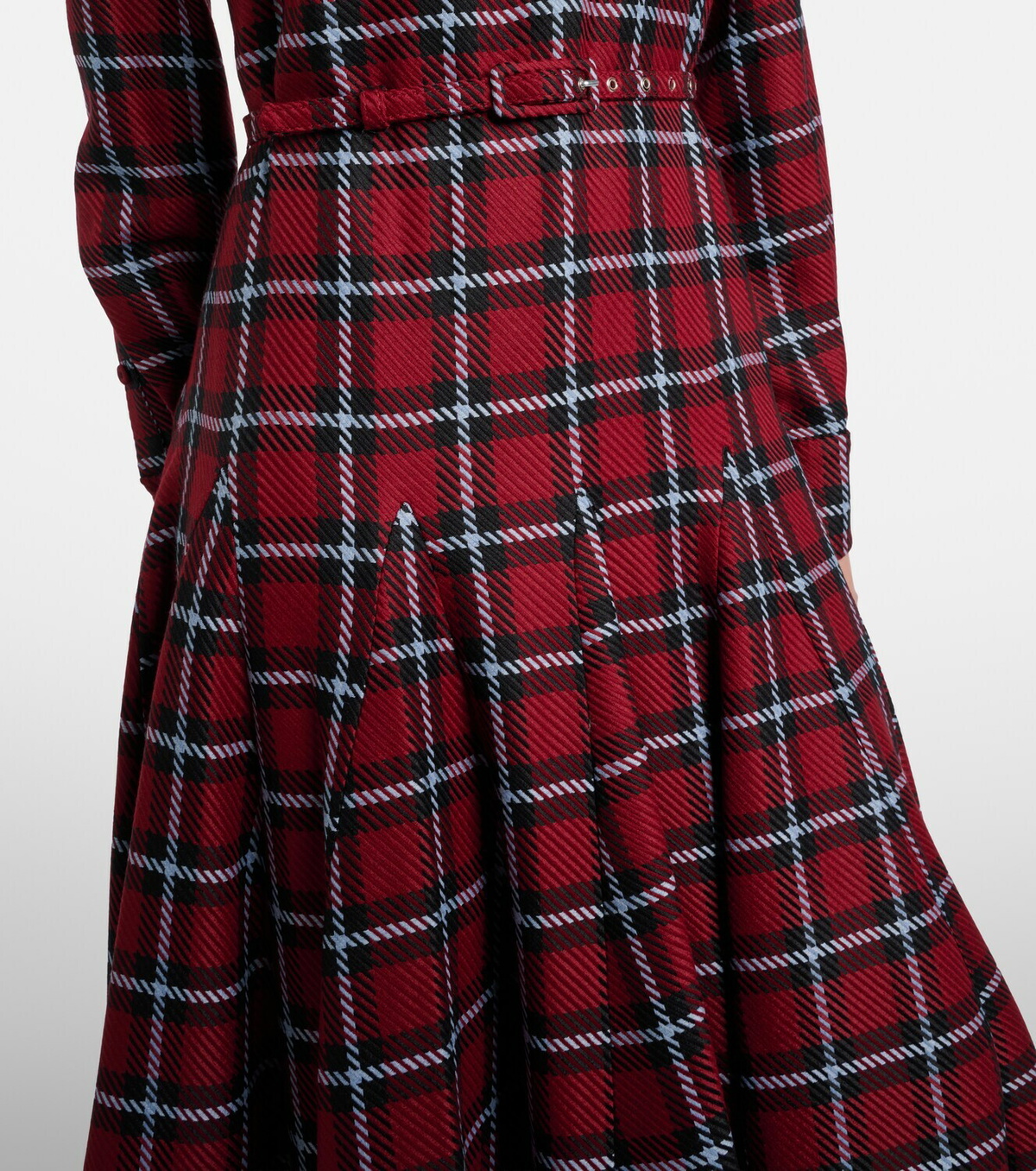 Emilia Wickstead Marione belted tartan wool-blend midi dress
