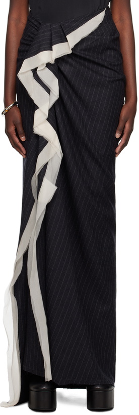 Photo: Dries Van Noten Gray Draped Maxi Skirt