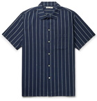 Alex Mill - Camp-Collar Striped Cotton and Linen-Blend Shirt - Navy