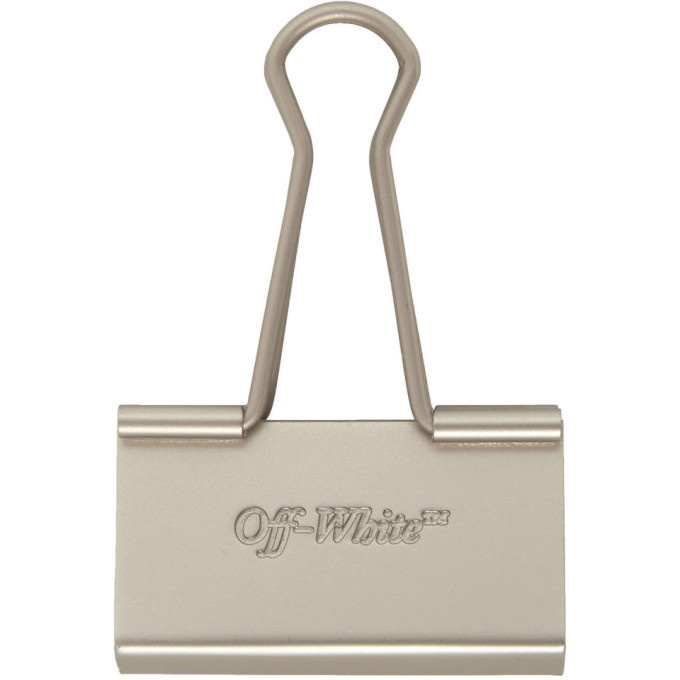 Photo: Off-White SSENSE Exclusive Silver Binder Clip Keychain