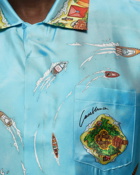 Casablanca Unisex Cuban Collar Short Sleeve Shirt Blue - Mens - Shortsleeves