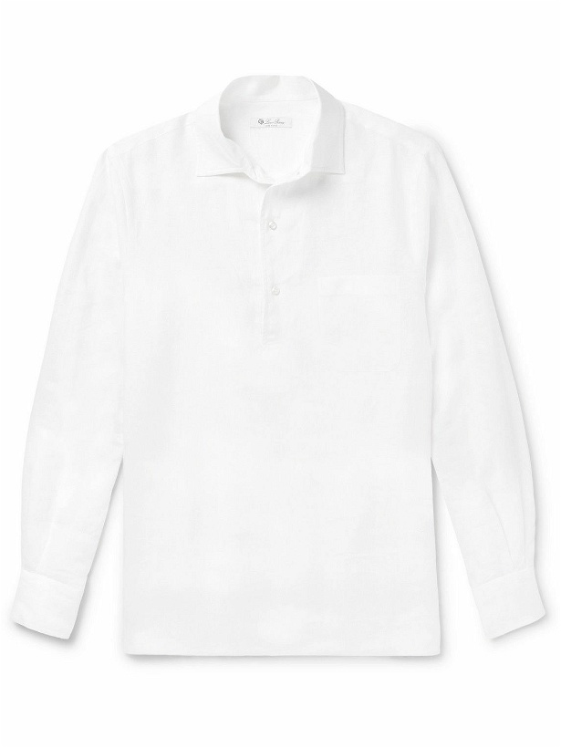 Photo: Loro Piana - Arizona Linen Half-Placket Shirt - White